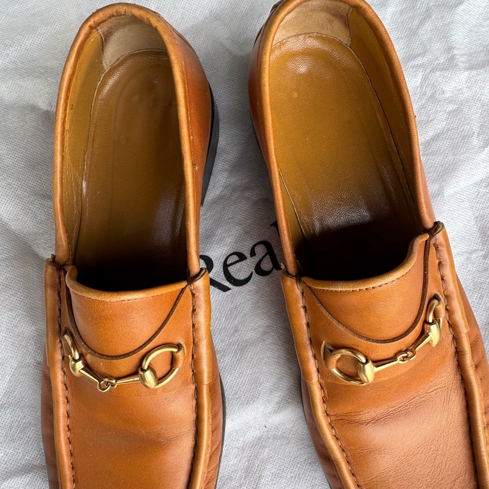 Gucci Tan Leather Loafers - Picture 7 of 12